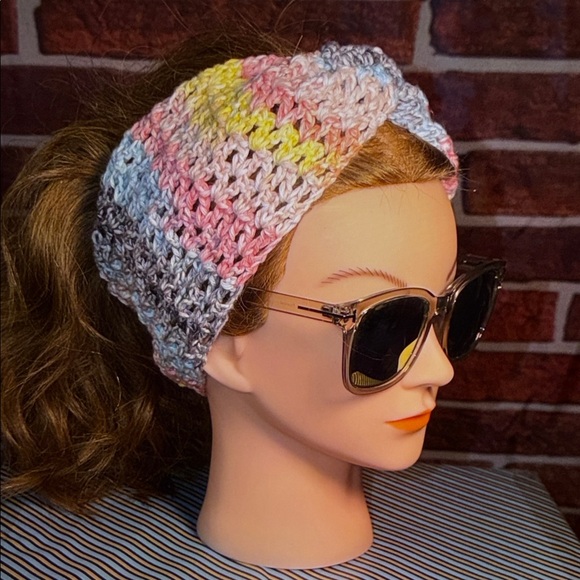 ? Left Hook Artisan™️ Steel Pearl Crocheted Headband — Multi Color — OS main image 4
